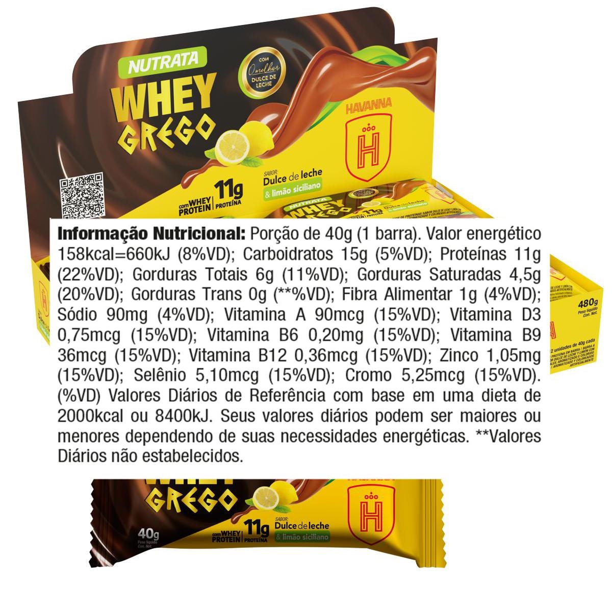 Barra de Proteína Whey Grego Havanna 12un x 40g Nutrata BARRA