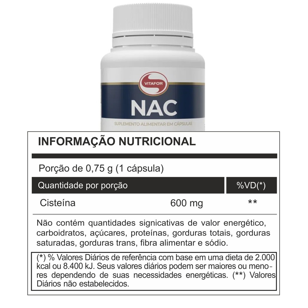 NAC N Acetilcisteina 600mg 60caps Vitafor NAC N ACETILCISTEINA