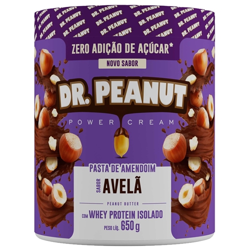 Pasta De Amendoim Com Whey Protein 600g Avelã - Dr Peanut - Dr