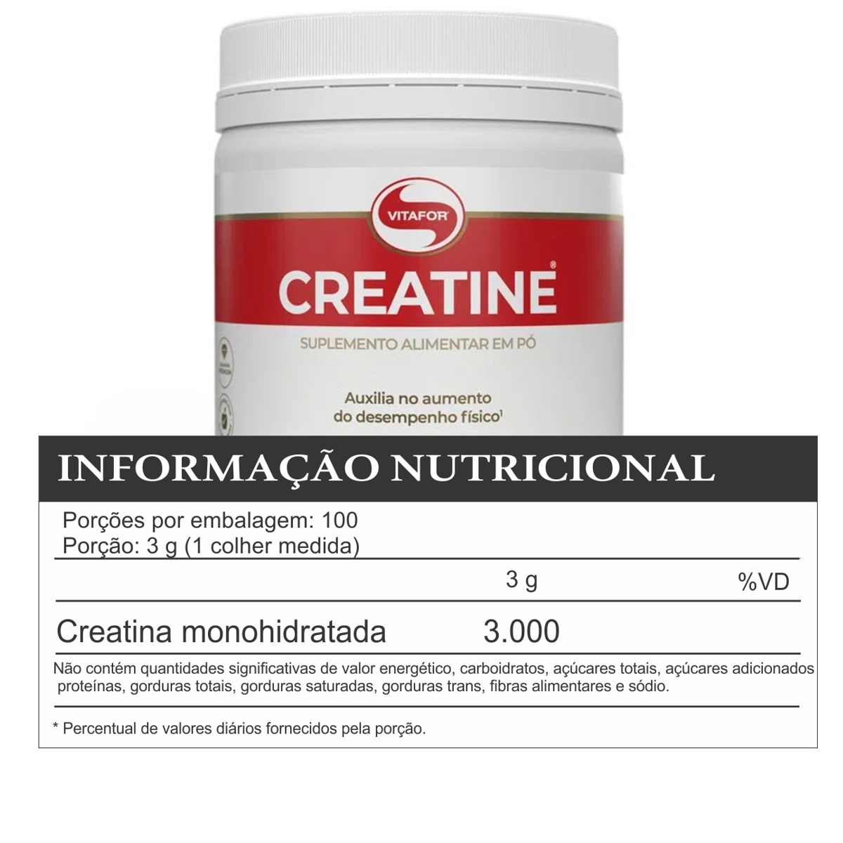 Creatina 300g Monohidratada Vitafor Creatina Pt 300g Vitafor