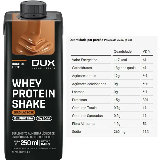 Whey Protein Zero Lactose Pronto para Beber Protein Shake 250ml