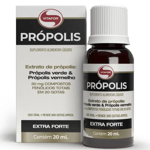 PRÓPOLIS VERDE E PRÓPOLIS VERMELHO 30MG COMPOSTOS FENÓLICOS (FR) 20ML - VITAFOR