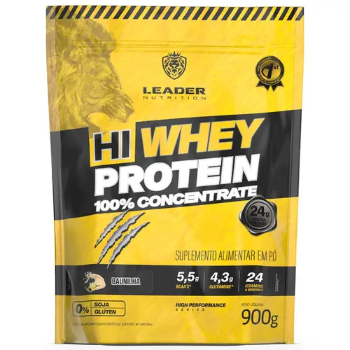 HI WHEY PROTEIN 100% CONCENTRADO (SC) 900G - LEADER NUTRITION