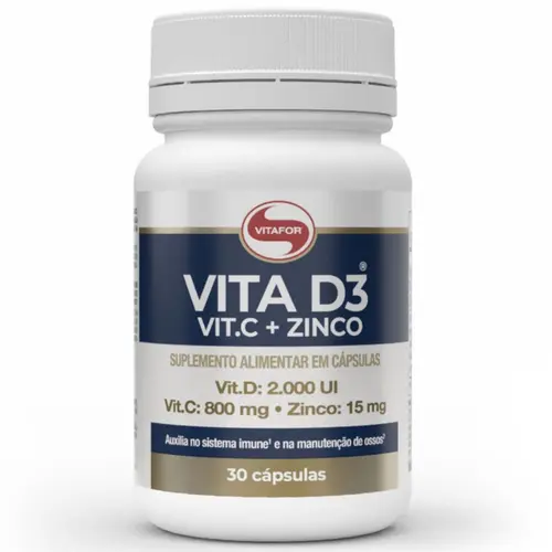 VITA D3 + VITAMINA C + ZINCO (PT) 30CAPS - VITAFOR