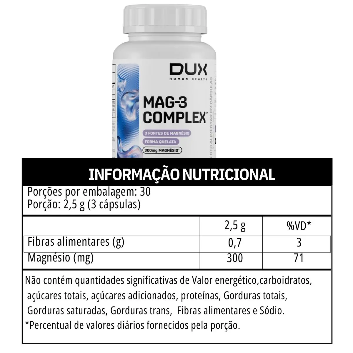 MAG-3 Complex Dux – Magnésio Alta Absorção e Relaxamento