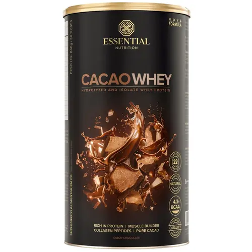 CACAO WHEY PROTEIN HIDROLISADO E ISOLADO (LT) 840G - ESSENTIAL