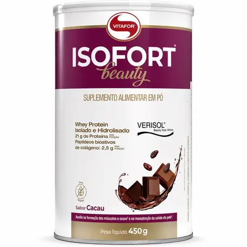 ISOFORT BEAUTY WHEY PROTEIN ISOLADO HIDROLISADO + COLÁGENO VERISOL (LT) 450G - VITAFOR
