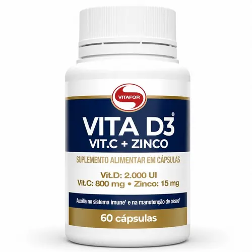 VITA D3 + VITAMINA C + ZINCO (PT) 60CAPS - VITAFOR