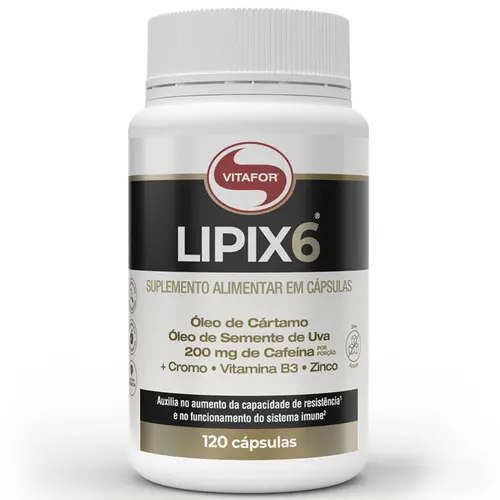 LIPIX 6 ÓLEO DE CÁRTAMO + CAFEÍNA (PT) 120CAPS - VITAFOR